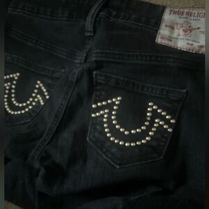 True Religion Women's Dark Jeans with Studded Pockets